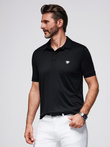 Stylish men's stretch fabric polo shirt - black V1 OM-POSS-0150