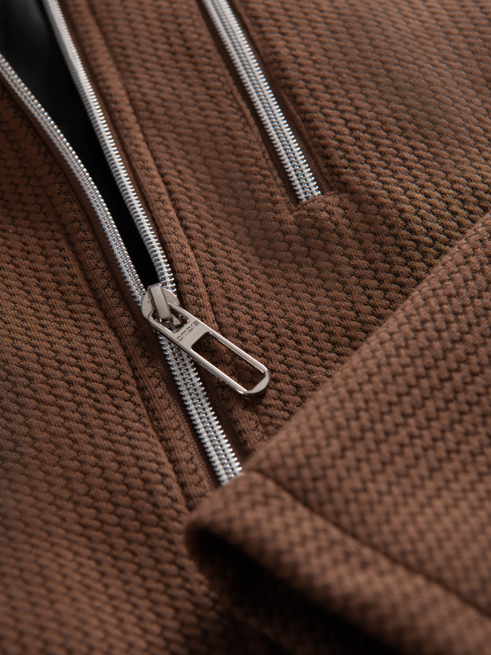 Vyriška struktūrizuota dviratininko striukė su atsegama apykakle - ruda V2 OM-JANP-0229