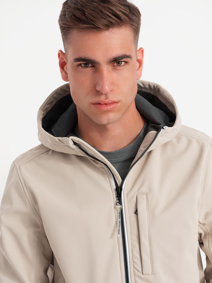 Pánská bunda SOFTSHELL s fleecovým středem - sand V4 OM-JANP-0137