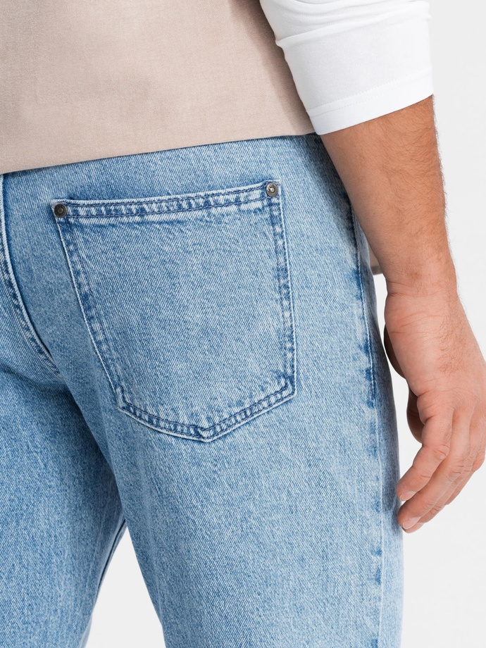 Marbled men's CARROT FIT denim pants - light blue V1 OM-PADP-0225