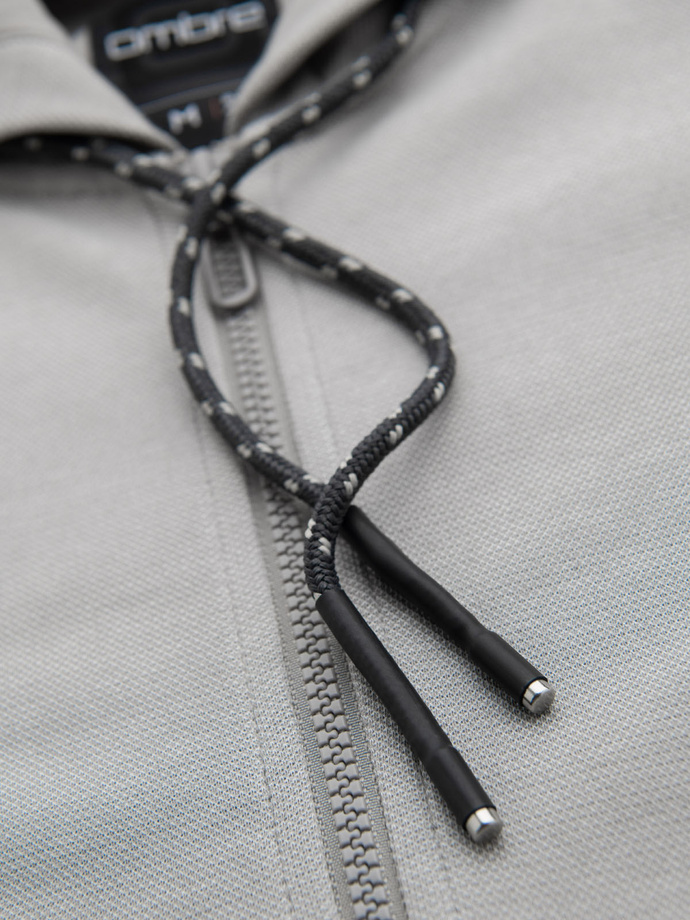 Men's softly structured hooded sweatshirt - grey V4 OM-SSZP-0191