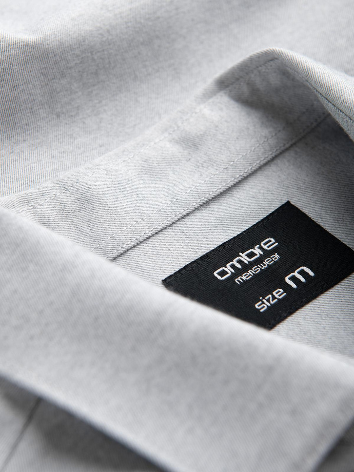 Men's shirt with pocket REGULAR FIT - light grey melange V2 OM-SHCS-0148