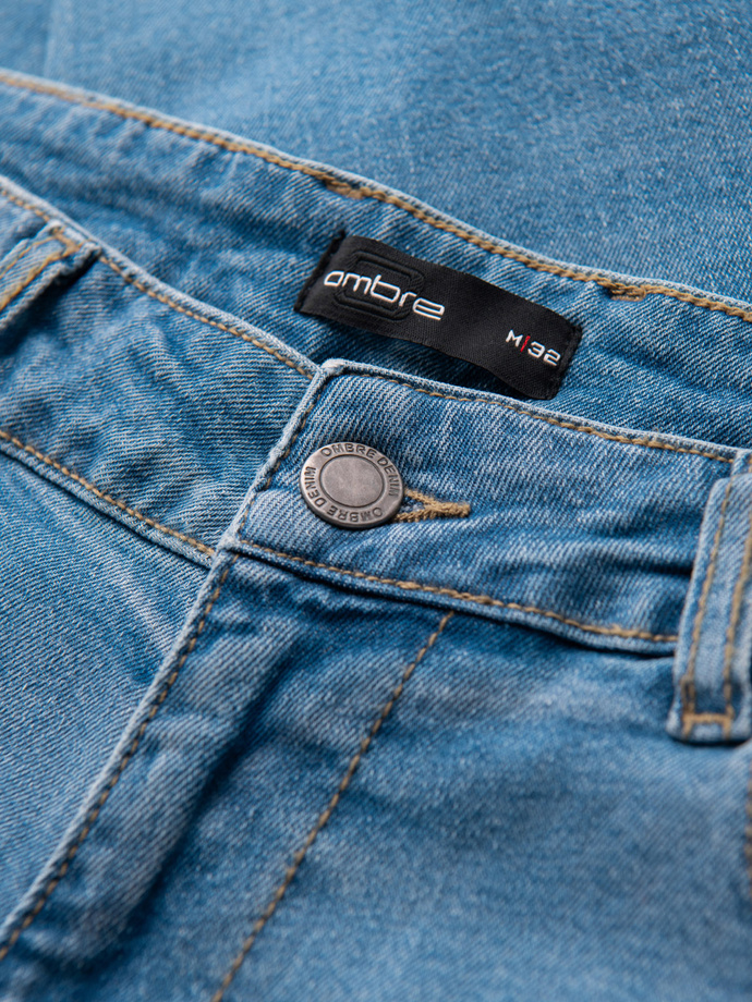 Pánské džínové kalhoty SLIM FIT s odřením - světle modré V1 OM-PADP-0255