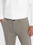 Classic men's chino pants with fine texture - dark beige V1 OM-PACP-0188