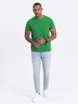 Tricou clasic din bumbac pentru bărbați BASIC - verde V20 OM-TSBS-0146
