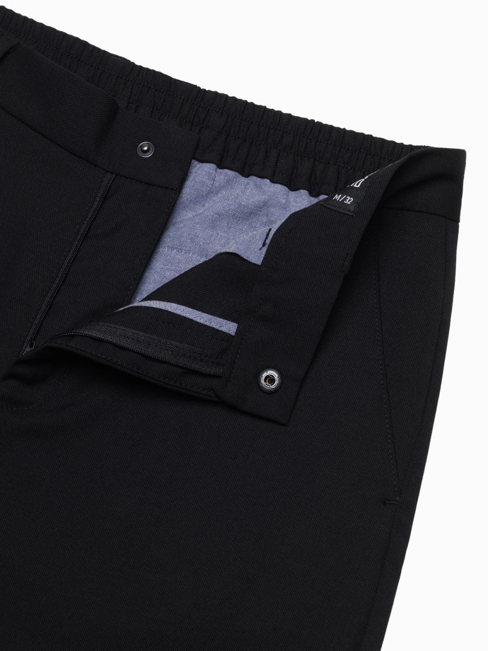 Pantaloni chino REGULAR FIT pentru bărbați cu talie elastică - negru V4 OM-PACP-0157