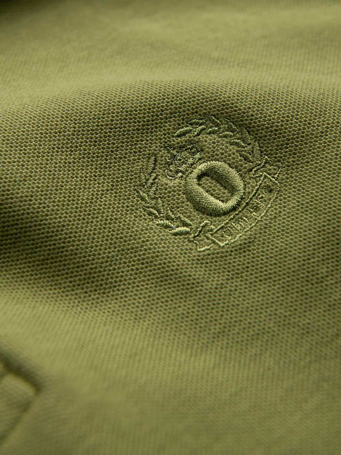 Tricou polo BASIC pentru bărbați în tricou piqué - verde oliv V21 OM-POBS-0100