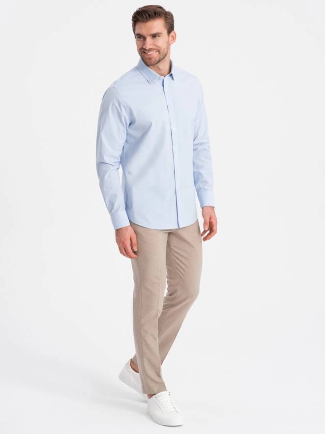 REGULAR cotton classic shirt - blue V1 OM-SHOS-0154