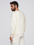 BASIC men's sweatshirt with round neckline - cream V11 OM-SSBN-0175