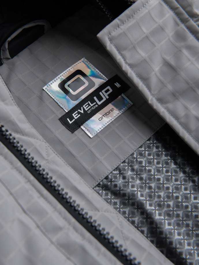 Outdoorová dlhá pánska bunda parka - sivá V2 OM-JALJ-0201