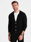 Pulover bărbătesc cu cardigan structurat cu buzunare - negru V1 OM-SWCD-0109