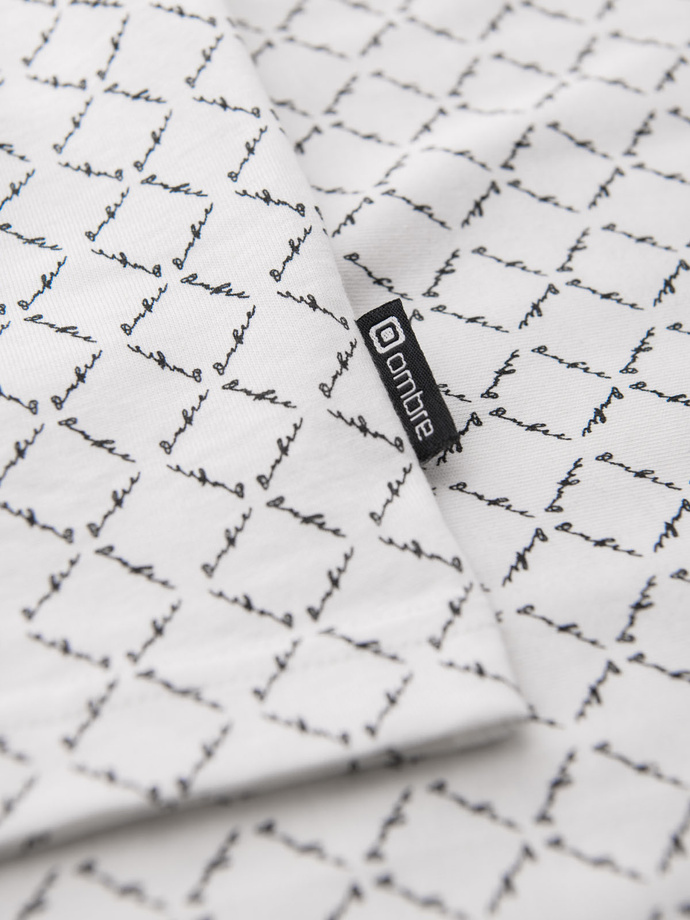 Pánské pletené tričko s celoplošným potiskem - bílé V3 OM-TSFP-0250