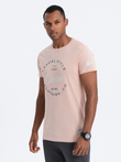 Men's printed cotton t-shirt - light pink V3 S1752