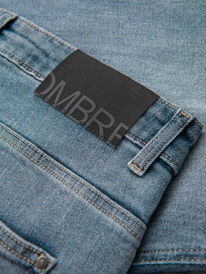 Pantaloni din denim CARROT FIT pentru bărbați cu barete decorative - albastru deschis V1 OM-PADP-0227 