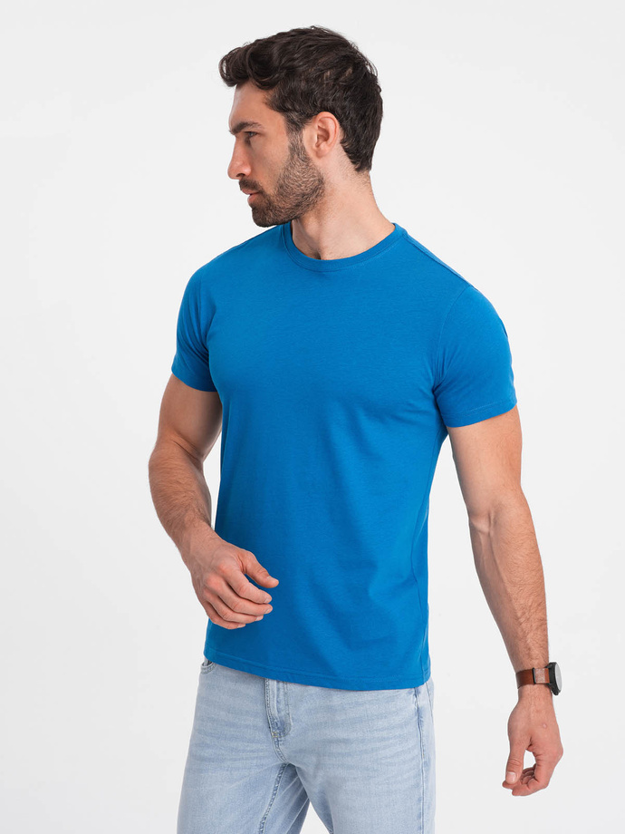 Tricou clasic BASIC din bumbac pentru bărbați - albastru V12 OM-TSBS-0146