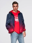 Men's sports jacket with reflectors - navy blue and red V3 OM-JANP-0105