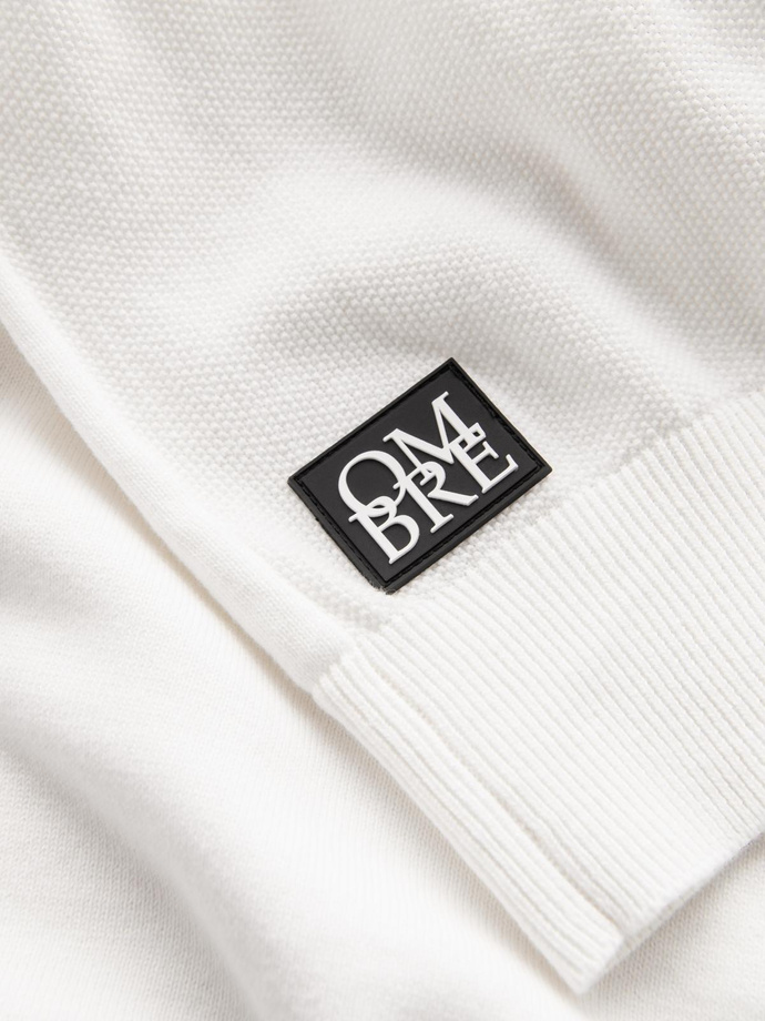 Vyriškas džemperis raglano formos su briaunotomis rankovėmis - baltas V1 OM-SWSW-0144