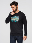 Men's printed sweatshirt worn over the head - black V3 OM-SSPS-0156