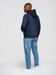 Unbuttoned men's sweatshirt with stand-up collar and hood - black V1 OM-SSZP-0216