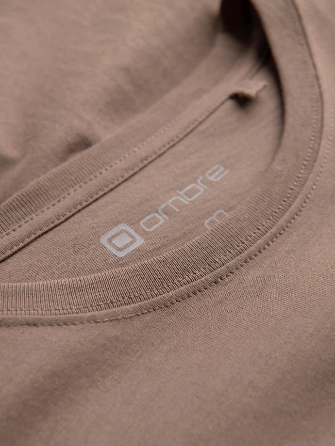 Vyriški medvilniniai marškinėliai su spauda - šviesiai rudi V2 OM-TSPT-0166