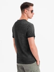 Tricou bărbătesc din bumbac cu logo dublu imprimat - albastru marin V3 OM-TSPT-0211
