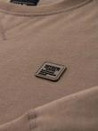 Classic men's sweatshirt with round neckline - light brown V3 OM-SSNZ-0243