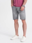 Pantaloni scurți din denim pentru bărbați cu spălături subtile - gri V2 OM-SRDS-0145