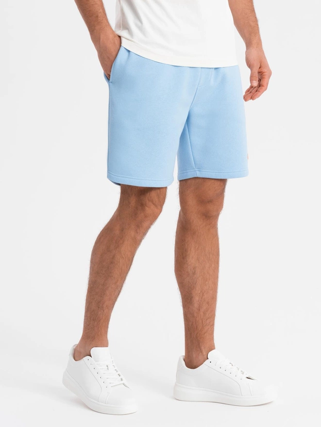 Pantaloni scurți casual pentru bărbați SLIM FIT jacquard knit - albastru marin V1 OM-SRCS-0168