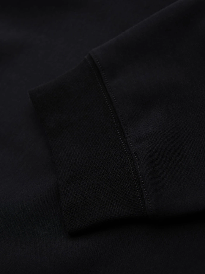 Men's sweatpants with ribbed cuffs and decorative zipper - black V3 OM-PASK-0226