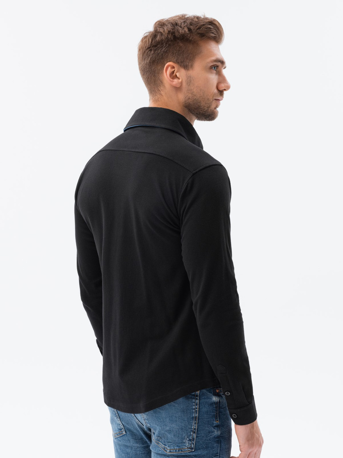 Men's long sleeve knit shirt - black V4 K540