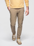 Pánske cargo nohavice STRAIGHT LEG s vreckami na zips - khaki V3 OM-PACG-0204
