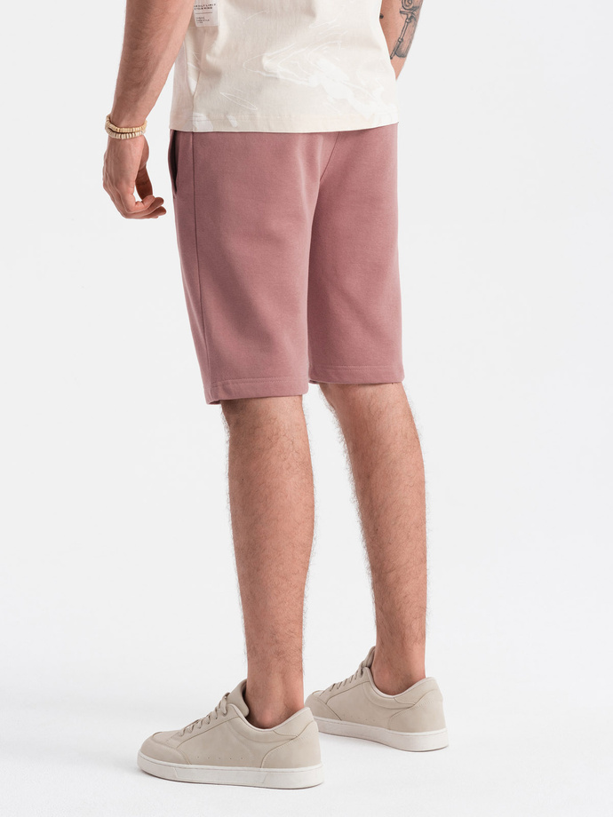 Men's pre-knee BASIC sweat shorts - dark pink V4 OM-SRBS-0149