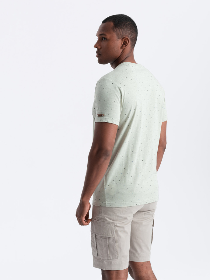 Tricou bărbătesc cu imprimeu integral și litere colorate - verde deschis V5 OM-TSFP-0185
