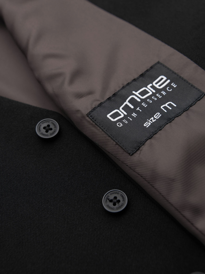 Vestă costum pentru bărbați cu detalii clasice și căptușeală - negru V4 OM-BLZV-0142