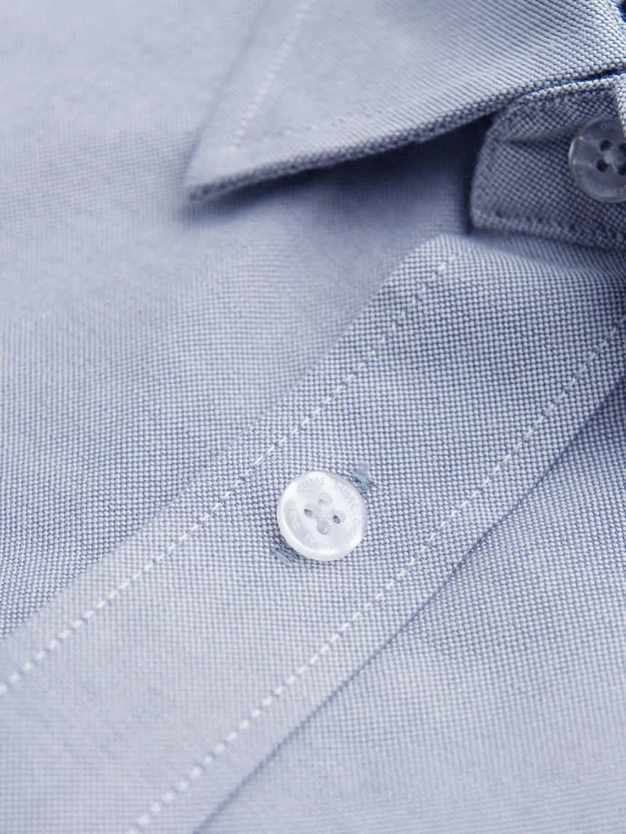 Elegant men's oxford shirt with embroidery - blue V1 OM-SHOS-0172