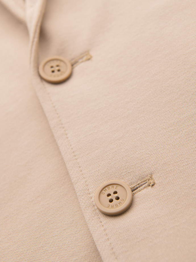 Jachetă SLIM pentru bărbați din tricot subtil structurat - bej V5 OM-BLZB-0101