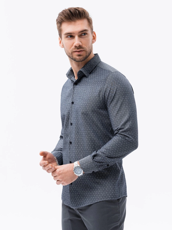 Men's shirt with long sleeves - navy K601