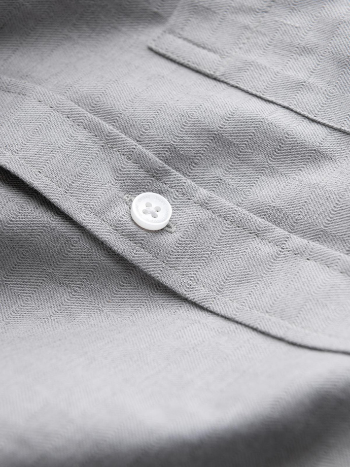 Pánska košeľa SLIM FIT z ozdobnej tkaniny s vreckom - sivá V2 OM-SHCS-0174