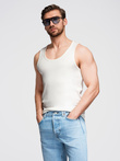 Men's cotton basic t-shirt with straps - white V1 OM-TSBT-0239