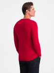 Classic men's sweater with round neckline - red V5 OM-SWBS-0106