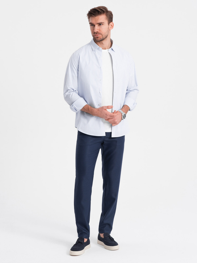 Pánske klasické chino nohavice SLIM FIT - tmavomodré V1 OM-PACP-0182