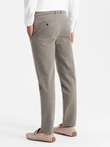 Classic men's chino pants with fine texture - dark beige V1 OM-PACP-0188