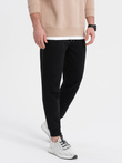 Men's sweatpants with stitching and zipper on leg - black V1 OM-PASK-0147