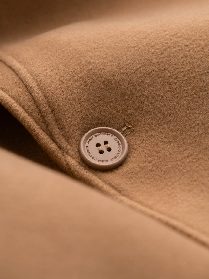 Single-breasted long men's suit style coat - light brown V3 OM-COWC-0105 