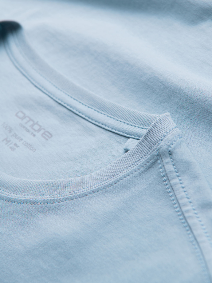 Pánské klasické bavlněné tričko BASIC - světle modré V19 OM-TSBS-0236