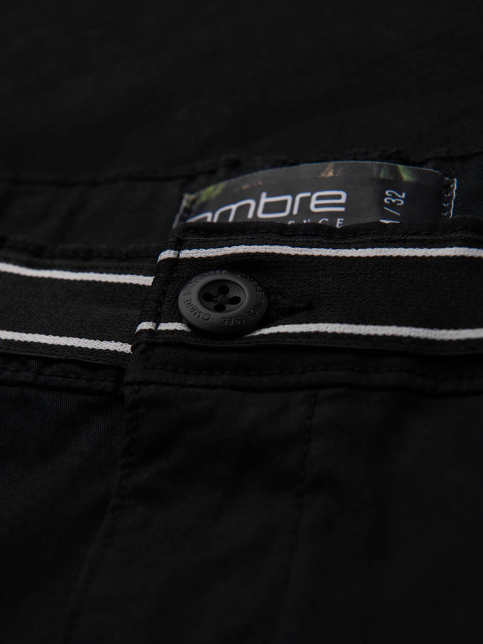 Pantaloni chino pentru bărbați cu talie decorativă - negru V1 OM-PACP-0118