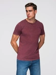 Men's T-shirt with wash effect - burgundy V3 OM-TSWT-0116