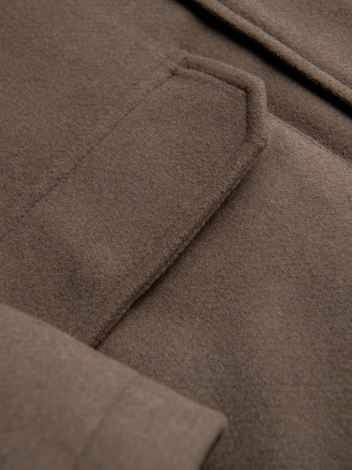 Palton parka din lână pentru bărbați cu glugă - kaki V2 OM-COWC-0132