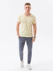 Classic men's BASIC v-neck T-shirt - light yellow V14 S1369