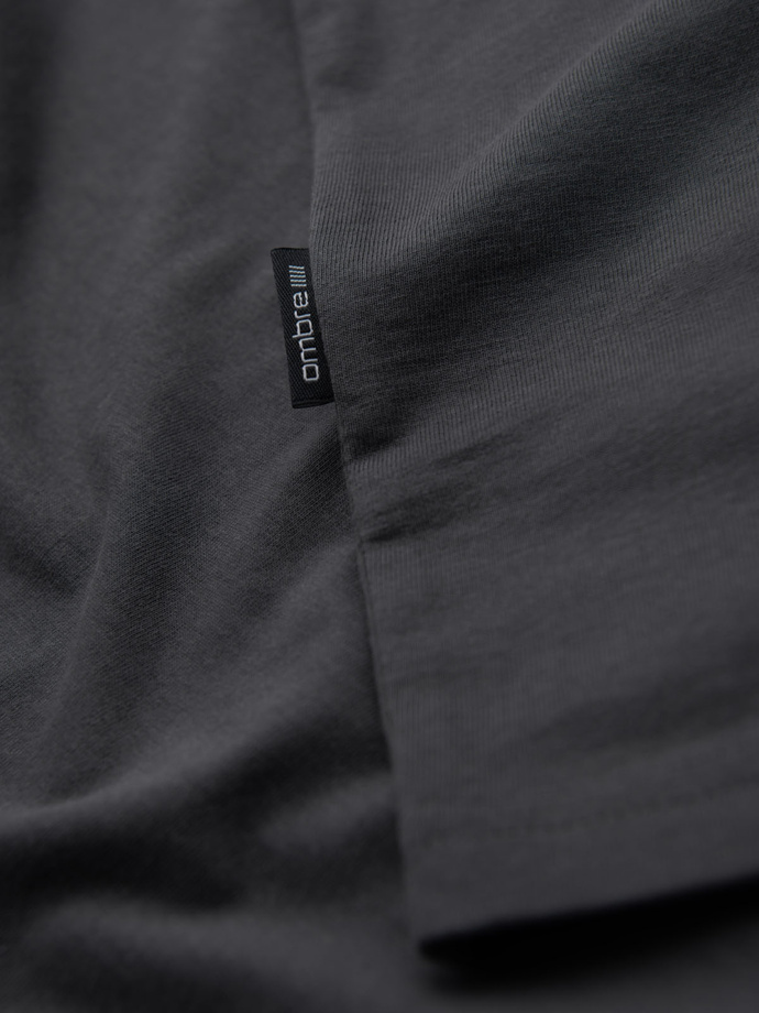 Pánske klasické bavlnené tričko BASIC s výstrihom do V - graphite V3 OM-TSBS-0237